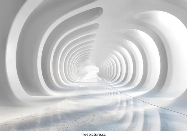 Abstract White Architectural Tunnel Interior