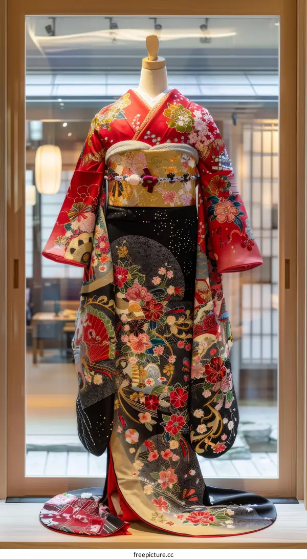 A Japanese woman wearing a kimono