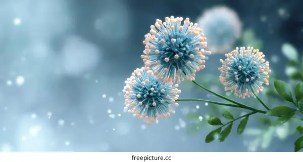 3D Illustration of Virus Particles in a Floral Style