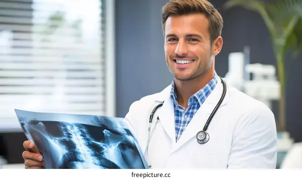 Medical Doctor Examining X-Ray Image
