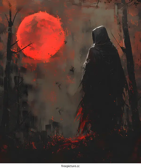 Grim Reaper in Red Moon Night