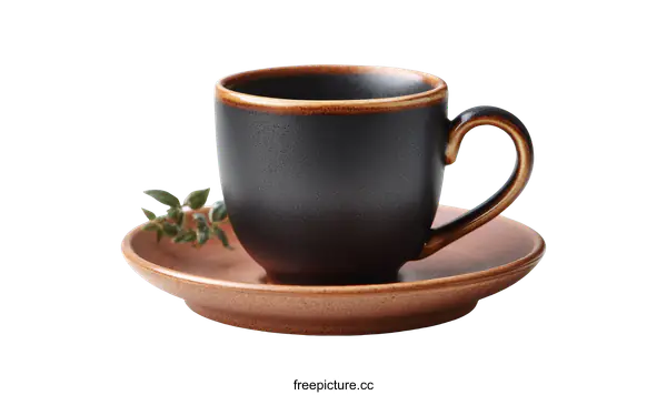 [Transparent Background PNG]Dark Coffee Cup and Saucer Set