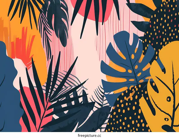 Tropical Leaves Abstract Background Illustration