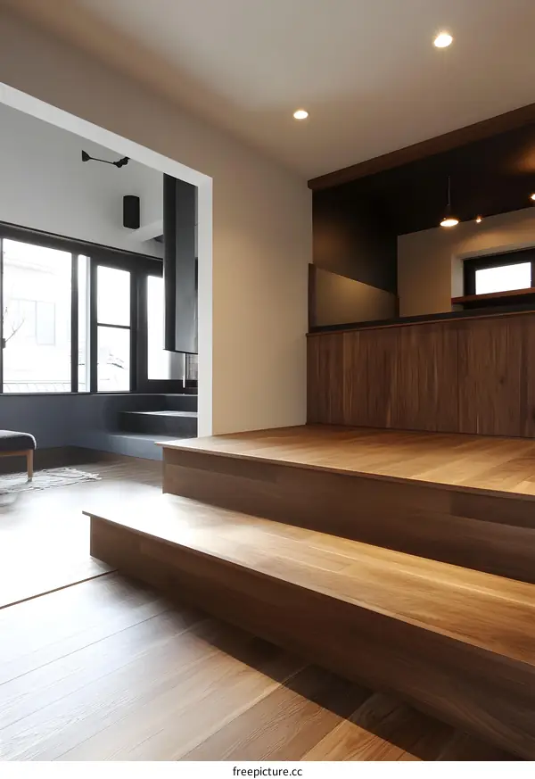 Modern Minimalist Wooden Staircase Design in a Home