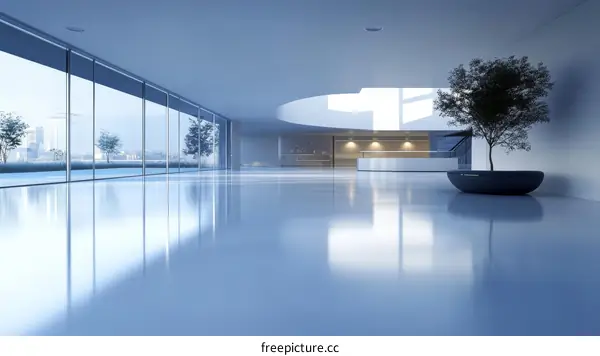 Modern Empty Office Interior with City View