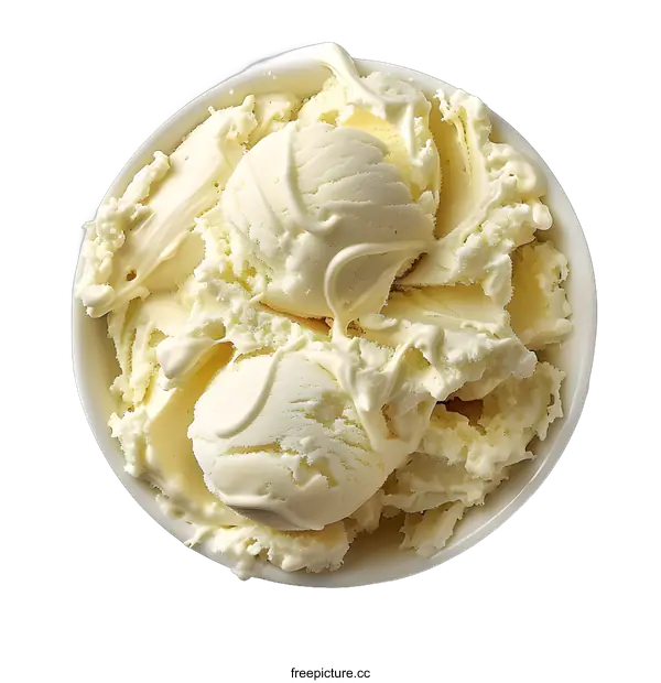 [Transparent Background PNG]Vanilla Ice Cream in a Bowl