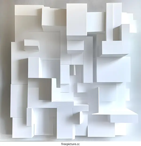 Abstract White Geometric Shapes Wall Art