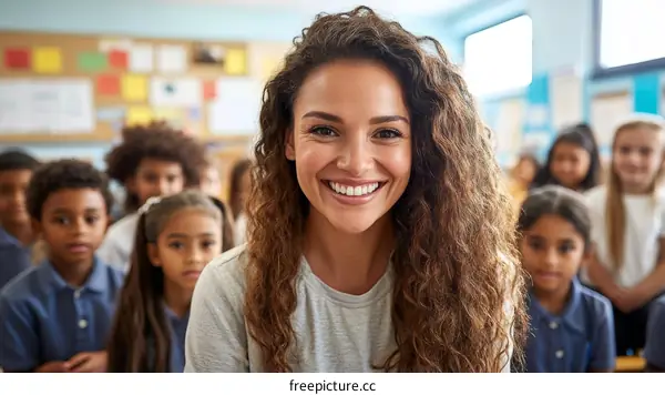 Teacher with Diverse Students in Classroom