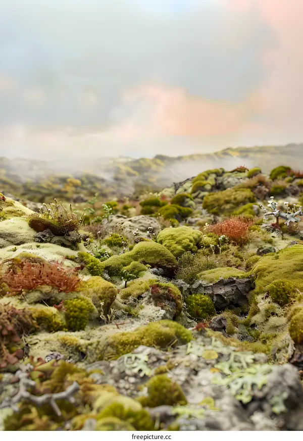 Green Moss Covered Volcanic Rocks