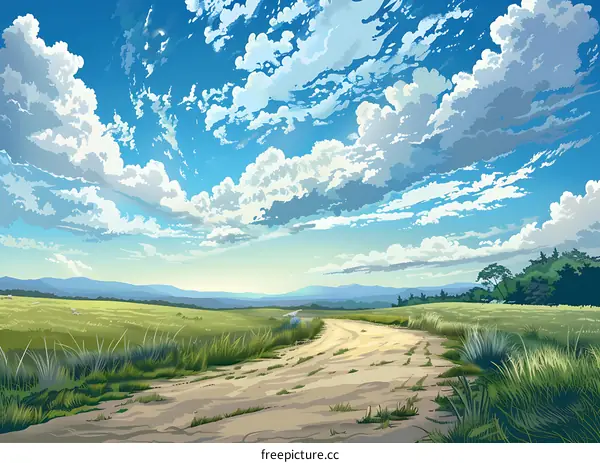 Summer Landscape with Country Road