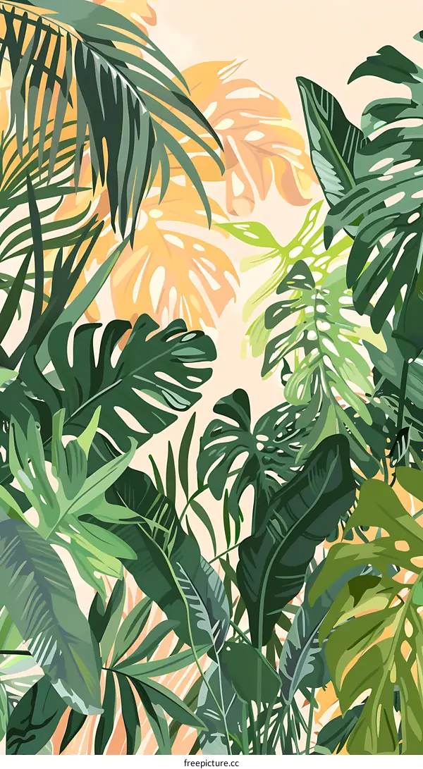 Tropical Leaves Illustration Background