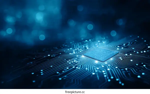 Abstract Circuit Board with Processor