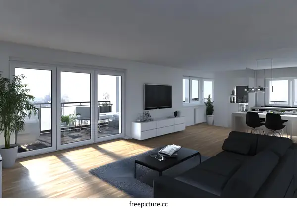 Modern Living Room Design With Balcony