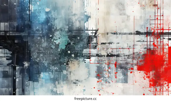 Blue and red abstract painting