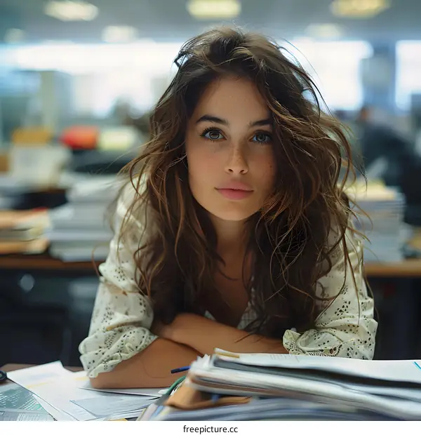 portrait of a young woman in an office