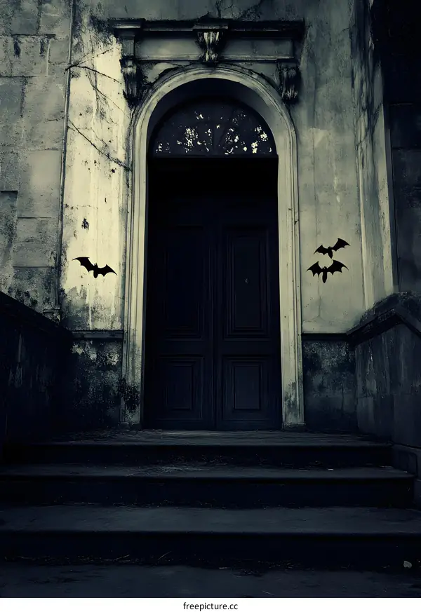 Old Stone Building Doorway With Bats