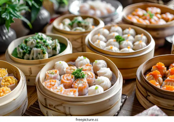 Bamboo Steamed Dim Sum Dishes