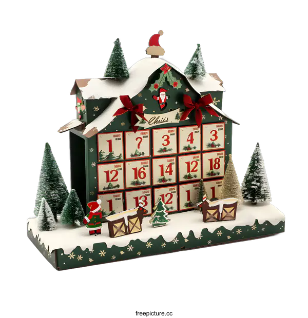 [Transparent Background PNG]Wooden Christmas Advent Calendar Decoration