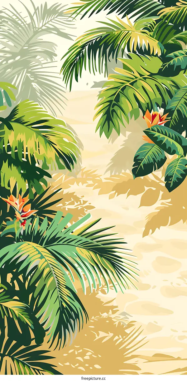 Tropical Palm Leaves Illustration