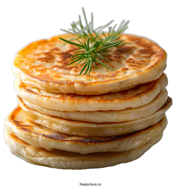[Transparent Background PNG]Stack of delicious pancakes on white background