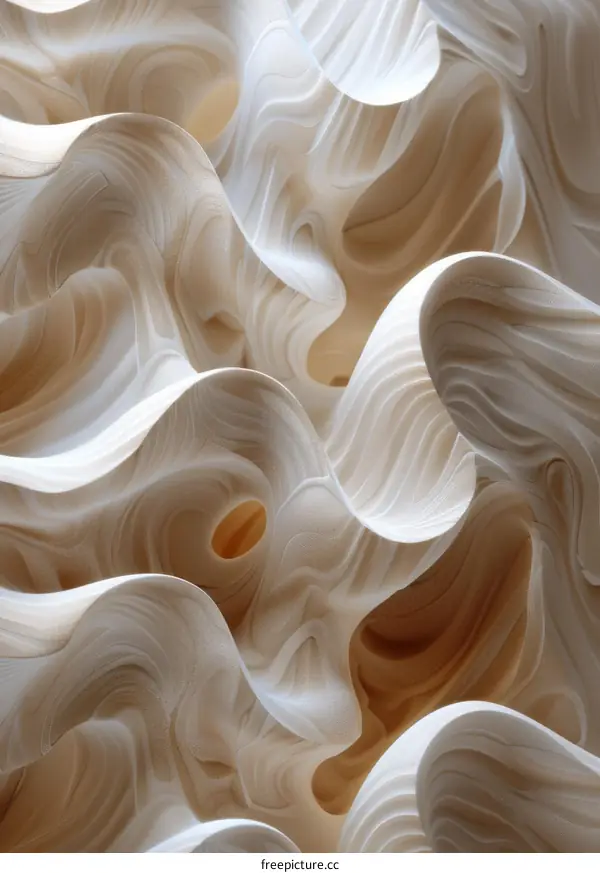 Abstract Sculpted Relief Design in Beige Tones
