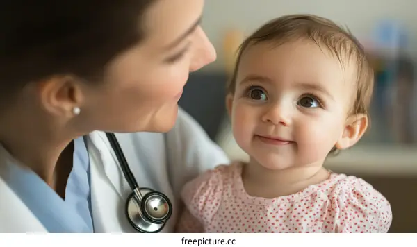 Doctor Caring for a Baby Girl in a Medical Setting