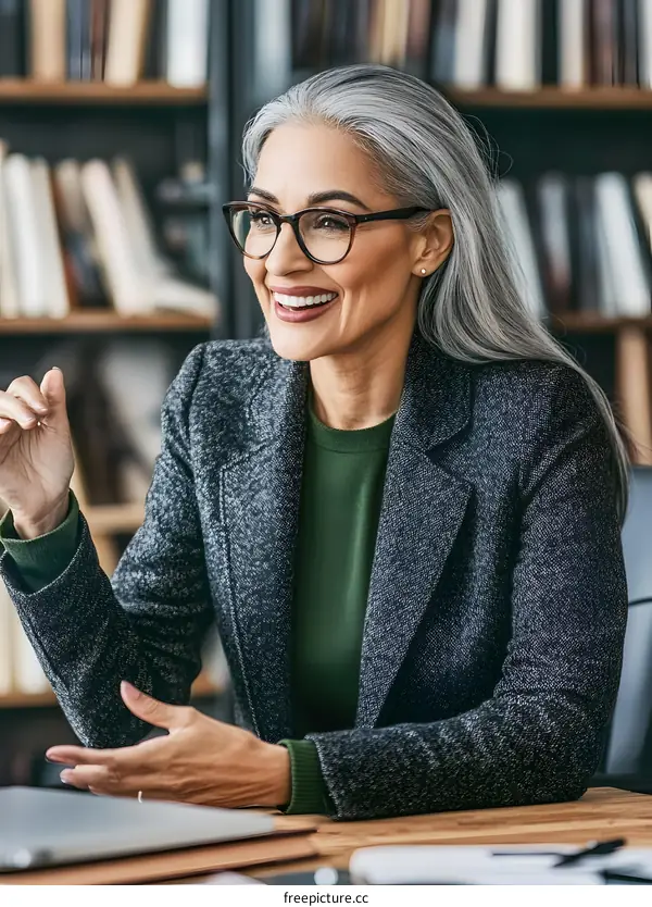 Smiling Woman in a Business Meeting
