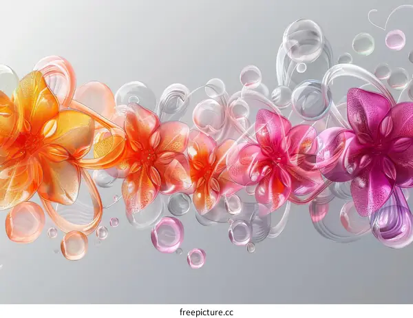 3D rendering of colorful flowers