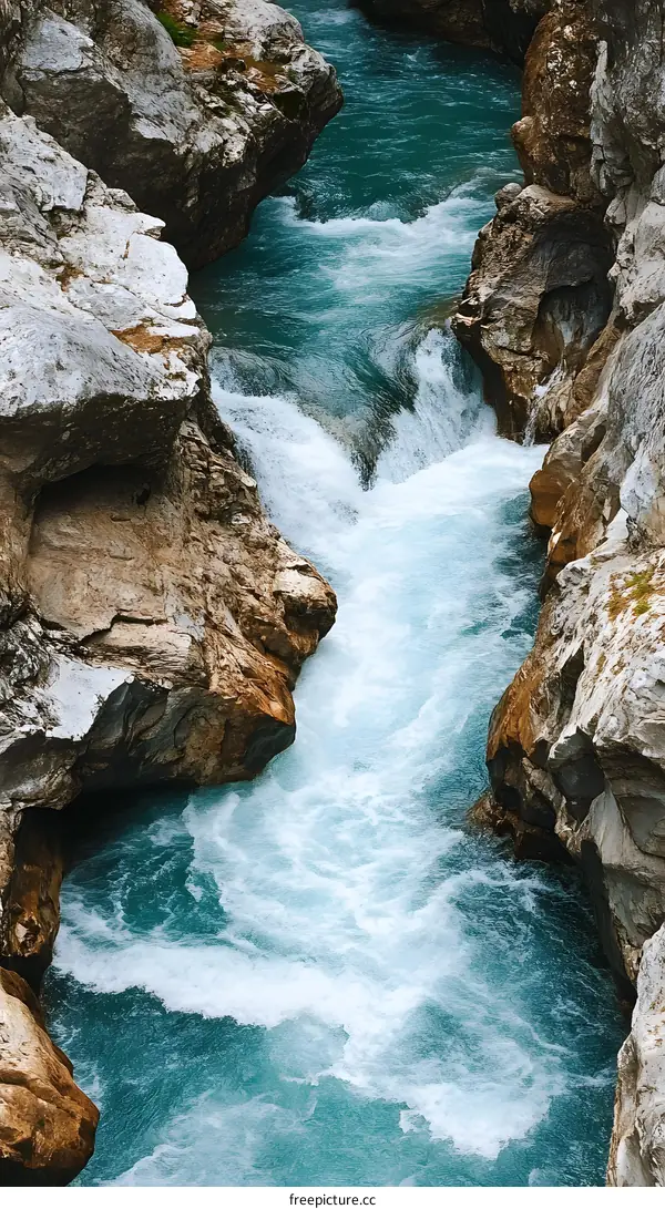Water Flowing Through Mountain Gorge