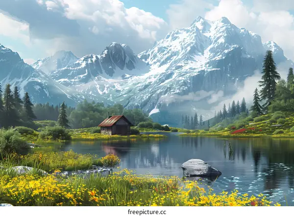 Tranquil Cabin Getaway by the Lake in the Mountains