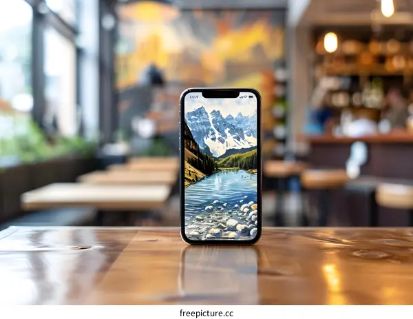 Mountain Landscape Displayed On IPhone