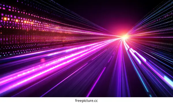 Abstract Futuristic Speed Tunnel with Neon Lights