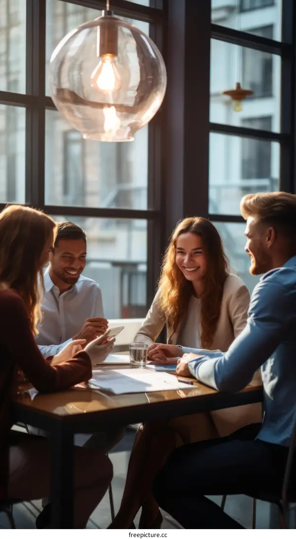 Multiethnic group of business people discussing ideas in a modern office