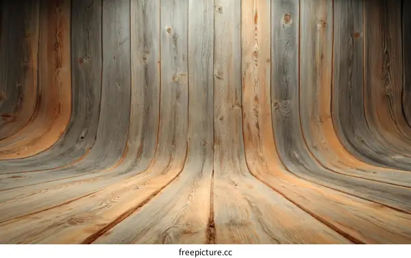 Curved Wooden Wall and Floor Background