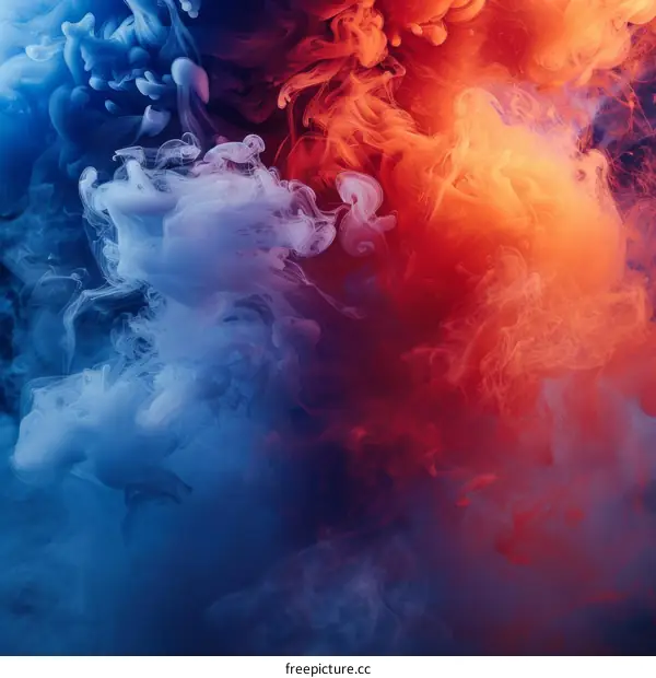 Contrast of Blue and Orange Smoke