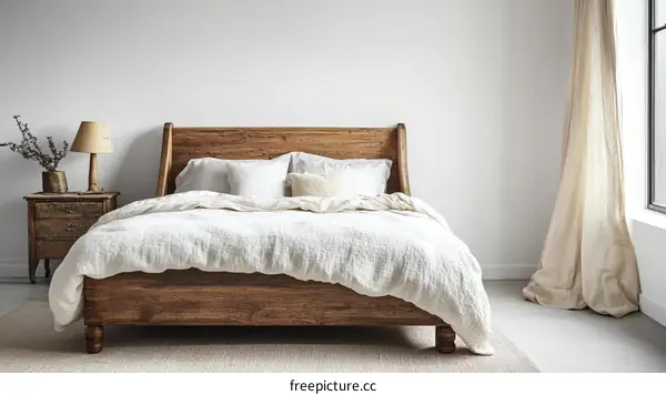 Modern Wooden Bed in a Simple Bedroom