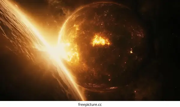 Cosmic Collision of Planets Space Explosion