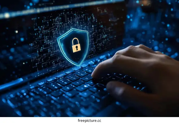 Cybersecurity Protection Concept on Laptop