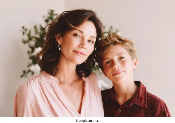 A Mother and Son Embrace