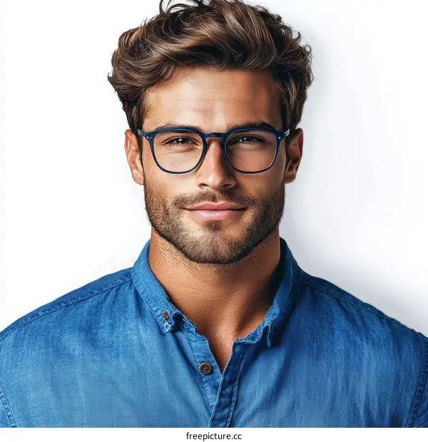 Stylish Man Wearing Glasses Portrait