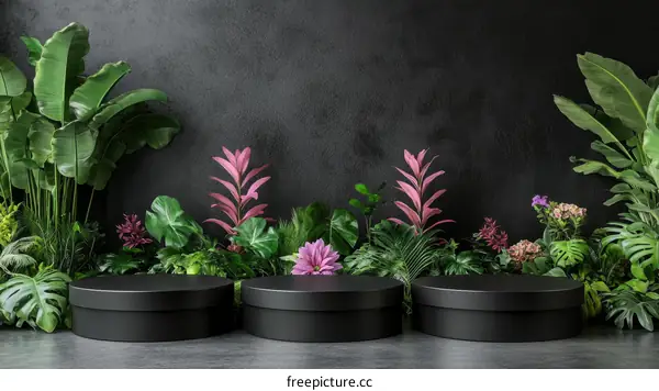 Modern Tropical Display Podiums and Plants