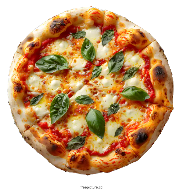 [Transparent Background PNG]Classic Margherita Pizza
