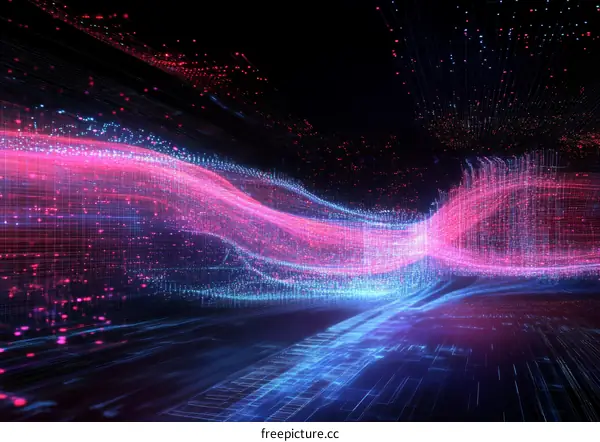 Abstract Digital Cityscape Flowing Data Visualization