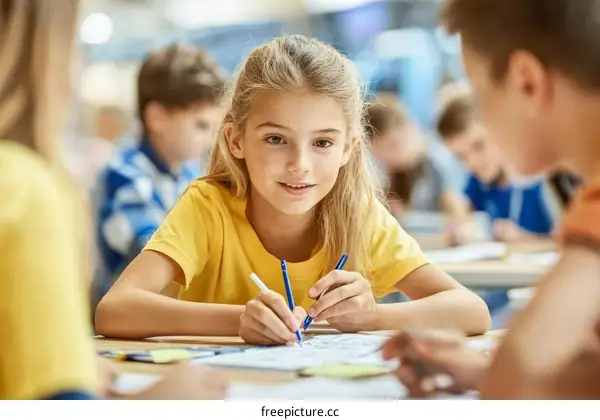 Elementary School Children Engaging in Educational Activity