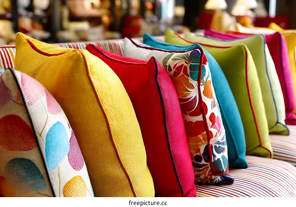 Colorful Decorative Throw Pillows Display