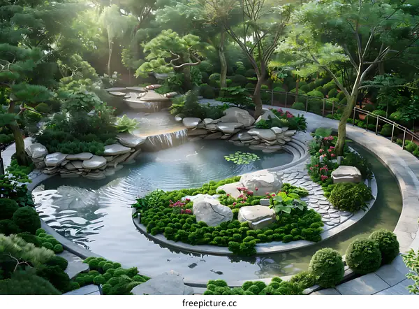 The landscape design effect picture of the garden