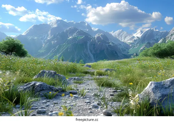 Mesmerizing Alpine Mountain Vista with Snowy Peaks