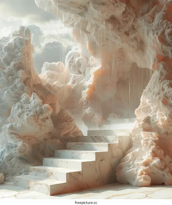 Abstract Pastel Stone Stairway Dreamlike