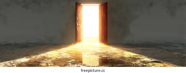 A Radiant Pathway Through an Open Door