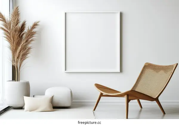 Modern Minimalist Interior Design Mockup with Empty Frame
